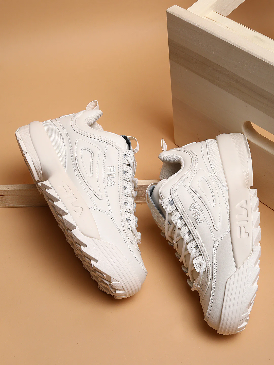Fila White Disruptor II Premium Women's Sneakers - Image 2