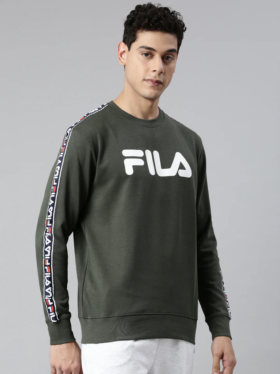 Fila Grey Preston Men's Crew Sweat Shirt - Image 4