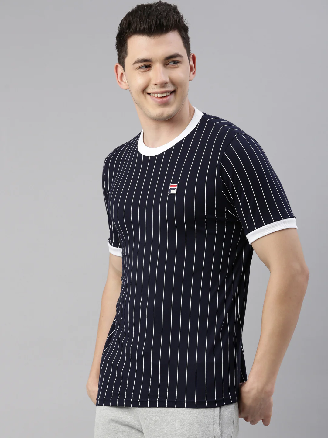 Fila Grey Deniz Men's Stripe T-Shirts - Image 3