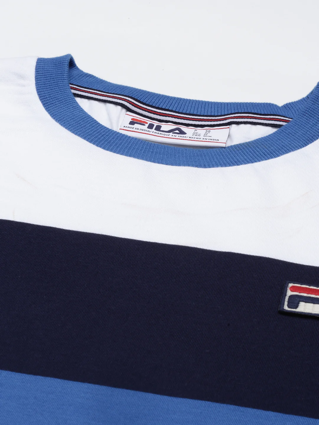 Fila White Slitter Men's Striper T-Shirt - Image 2