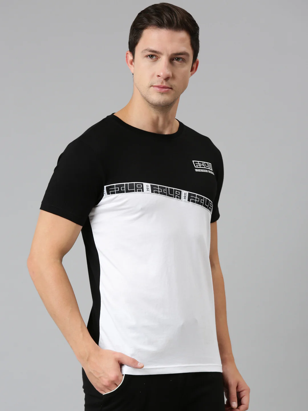Fila Grey Sahil Men's Cut and Sew T-Shirt - Image 4