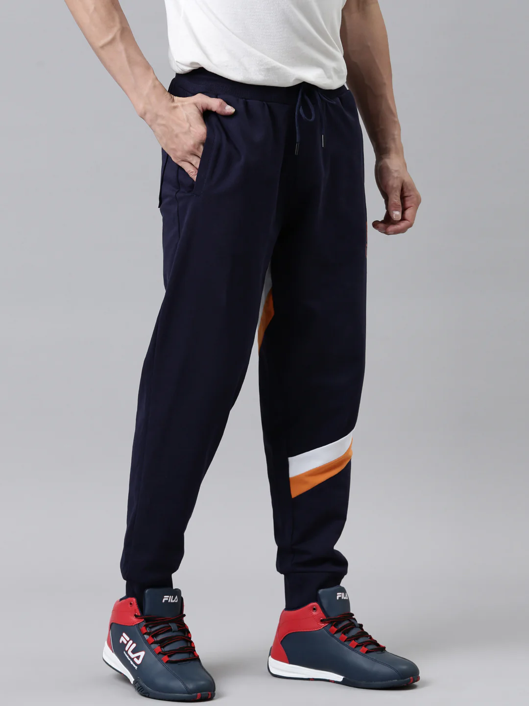 Fila White Aakarsh Men's Cut and Sew Track Pants - Image 4
