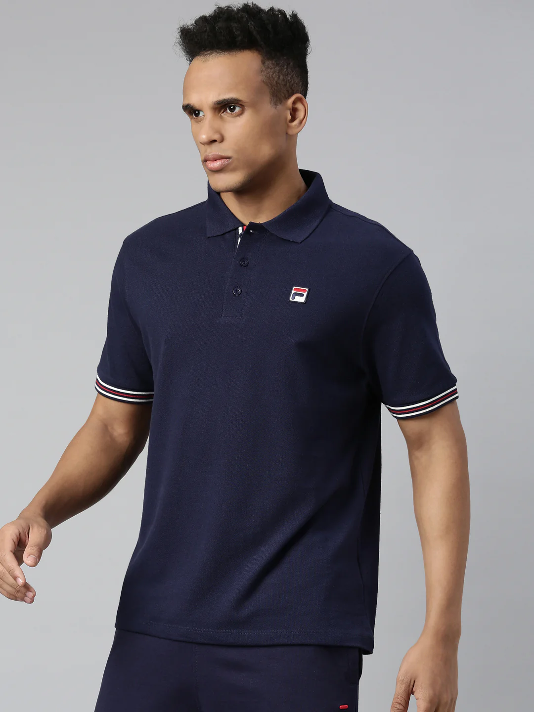 Fila Black Omari Men's Half Sleeve Polos - Image 3