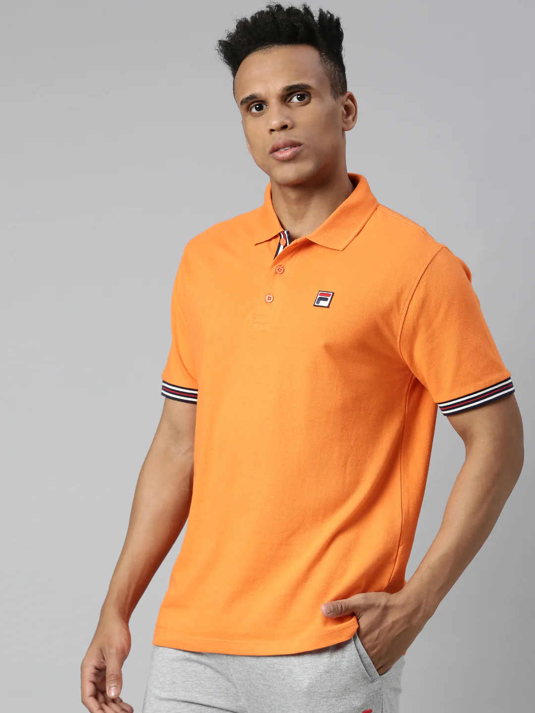 Fila Orange Omari Men's Half Sleeve Polos - Image 3