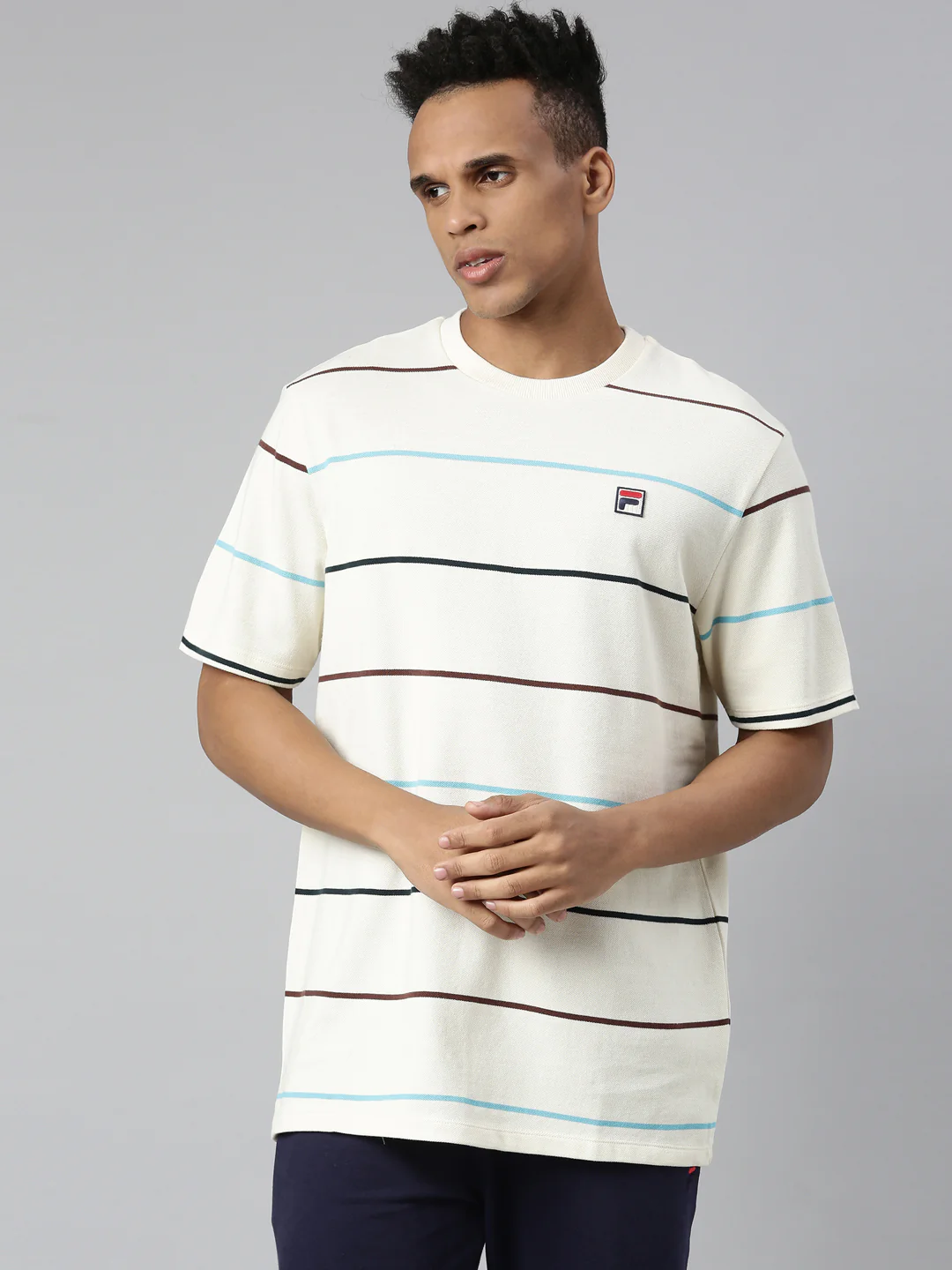 Fila Grey Thiago Men's Striper T-Shirt