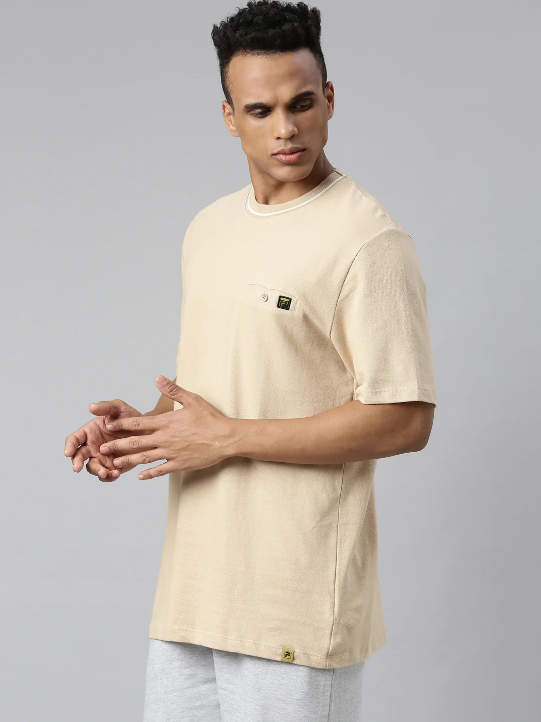 Fila Grey Tomba Tee Men's Half Sleeve T-Shirt - Image 3