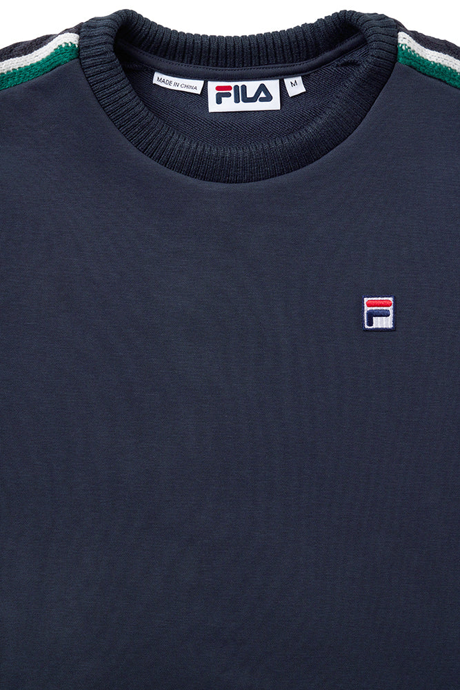 Fila Peacoat Crew Top With Knitted Detail On Sleeves - Image 4