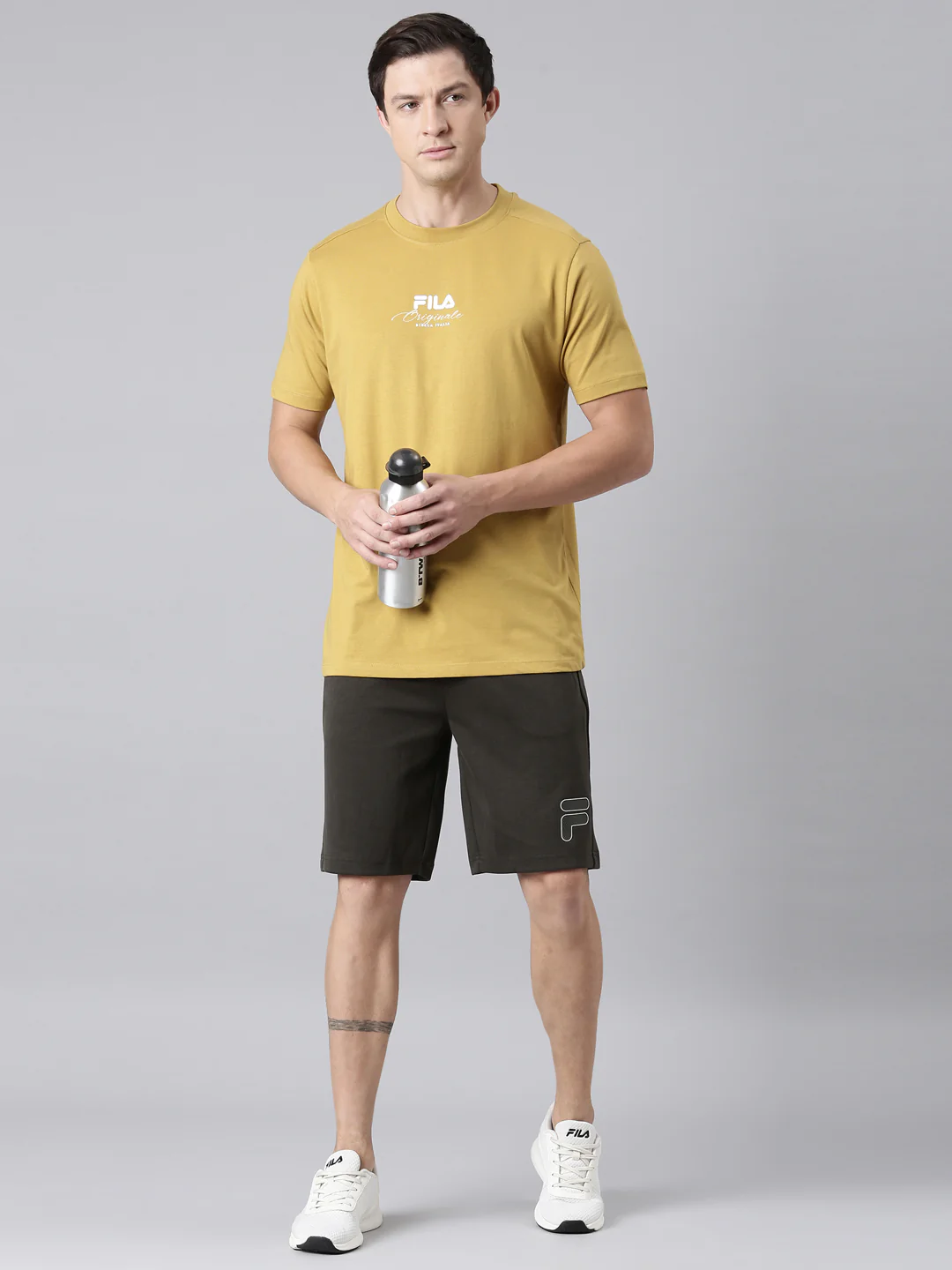 Fila Men Mustard Round Neck T-Shirts Regular Fit - Image 8