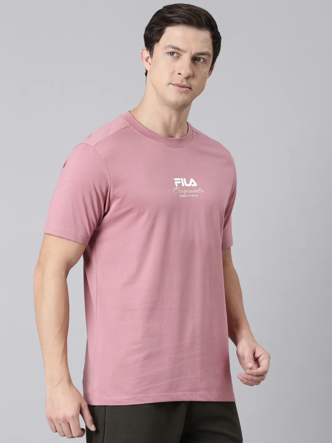Fila Men Pink Round Neck T-Shirts Regular Fit - Image 5