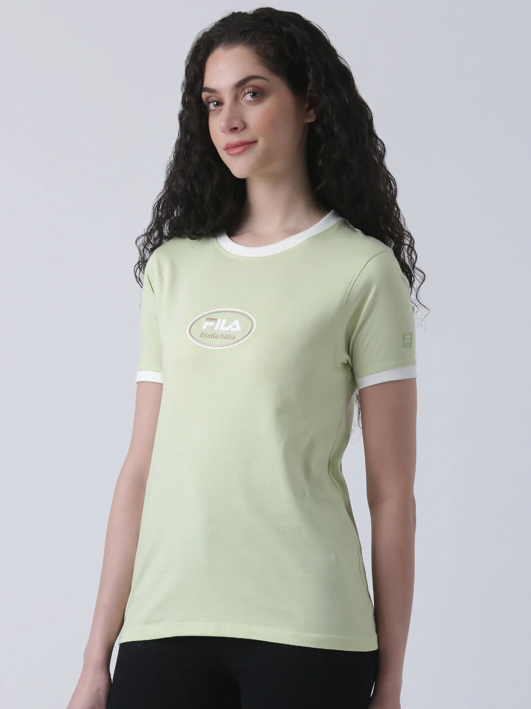 Fila Women Light Green T-Shirt Slim Fit - Image 4