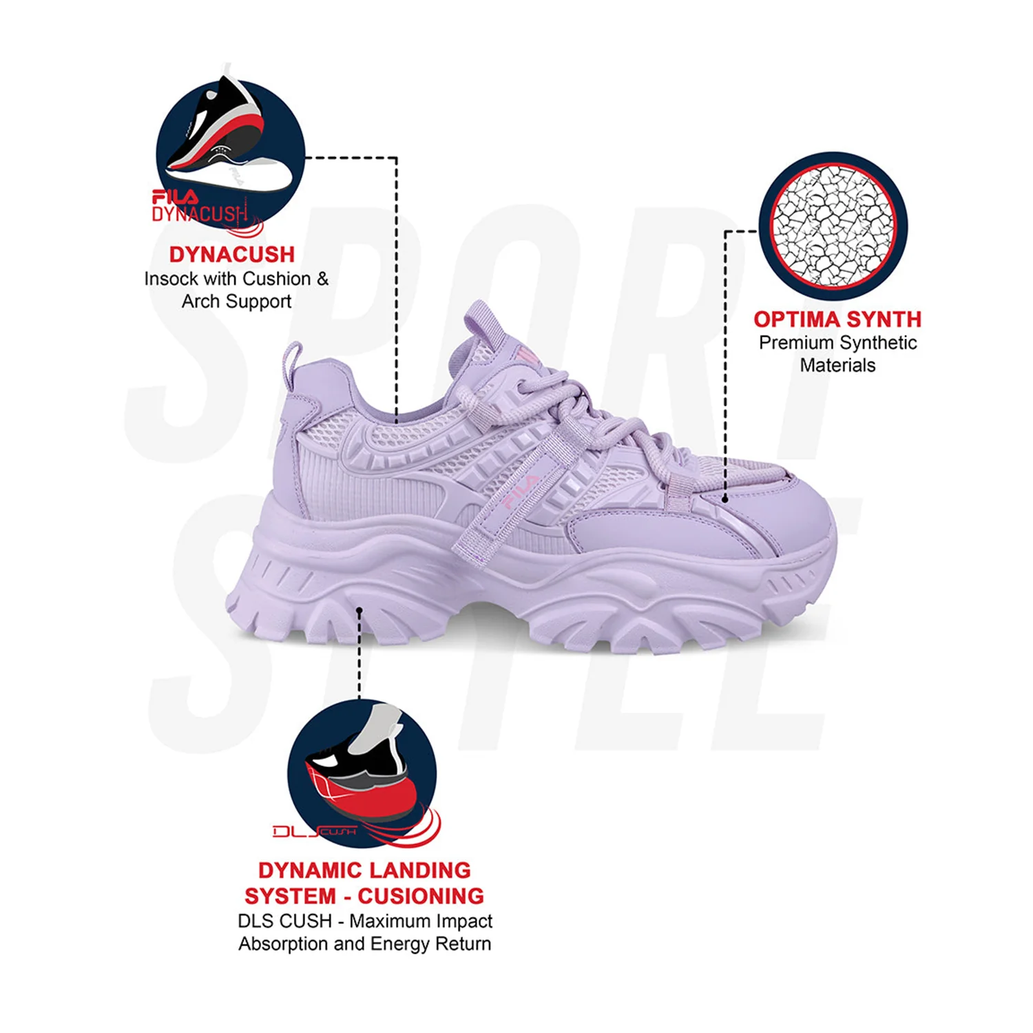 Fila Womens Envi Victori Lavender Sneakers - Image 11