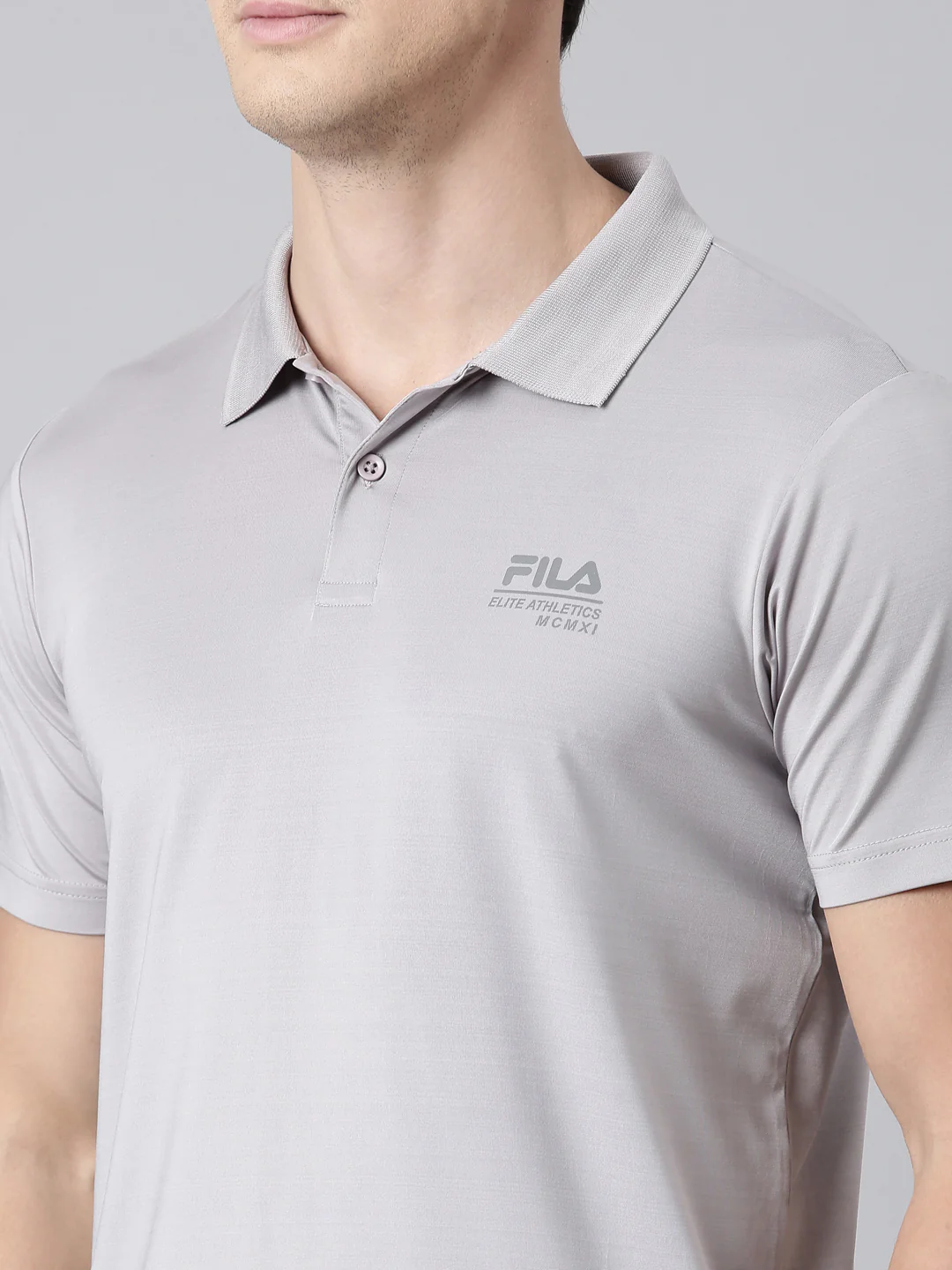 Men Grey Polo Collar T-Shirts Regular Fit - Image 3