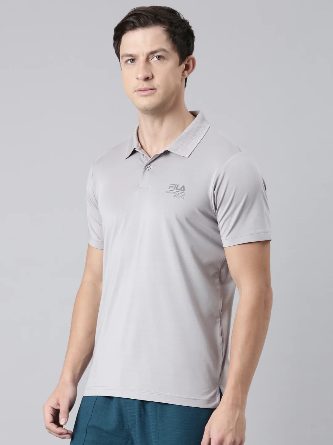 Men Grey Polo Collar T-Shirts Regular Fit - Image 4