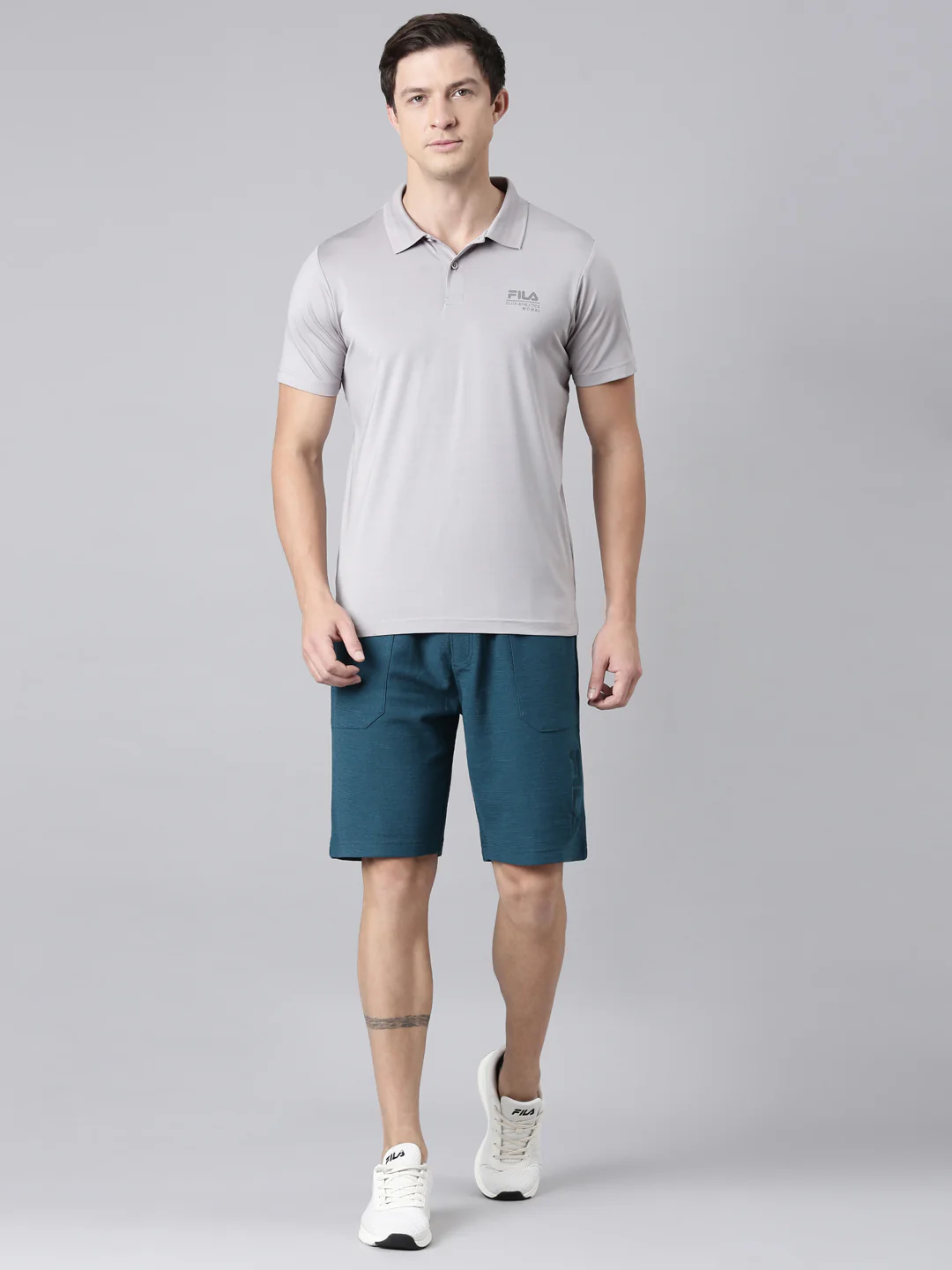 Men Grey Polo Collar T-Shirts Regular Fit - Image 7