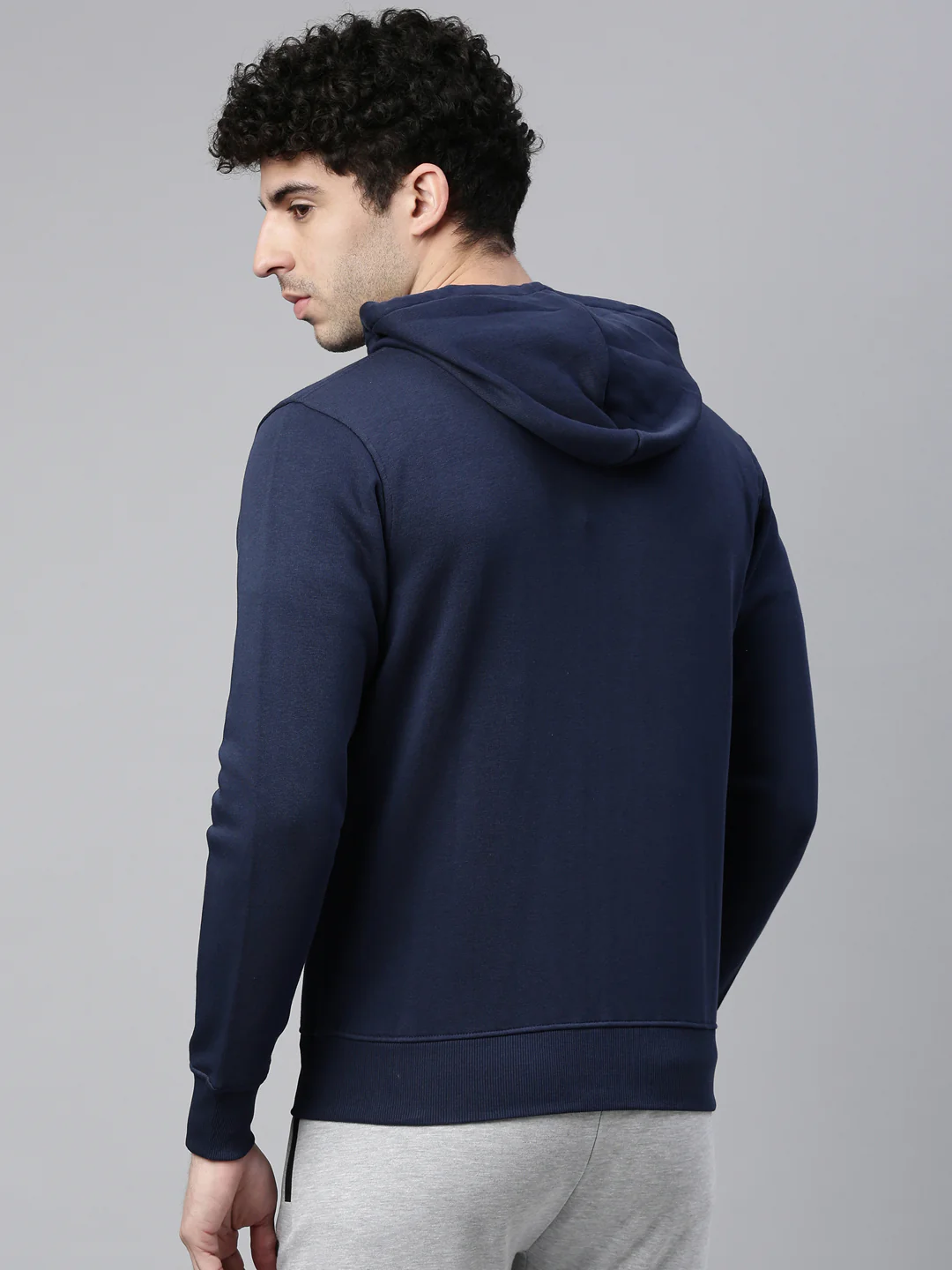 Men's Dark BlueFront Open Hoodie Sweatshirt with Zipper - Image 5